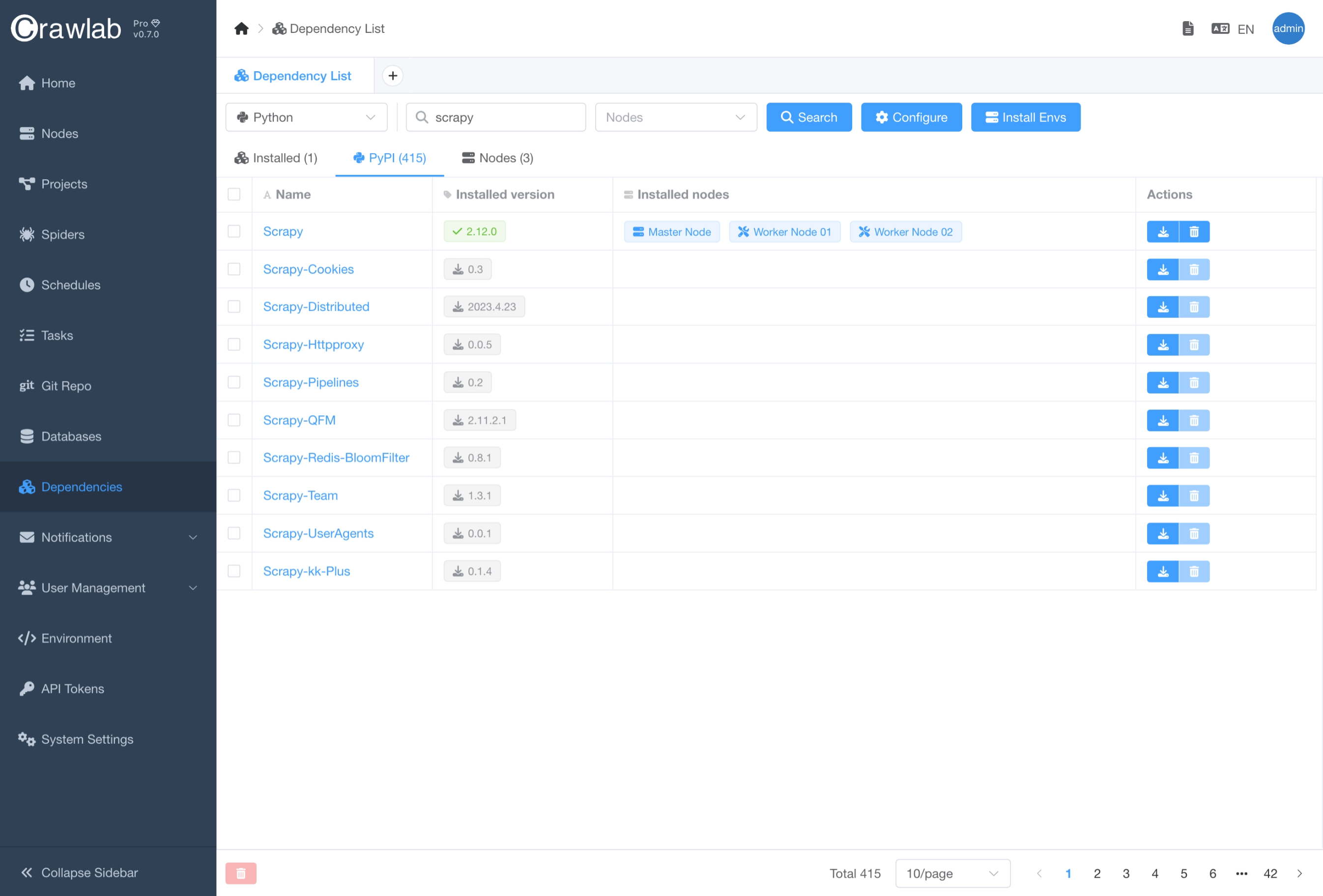 Search Dependencies